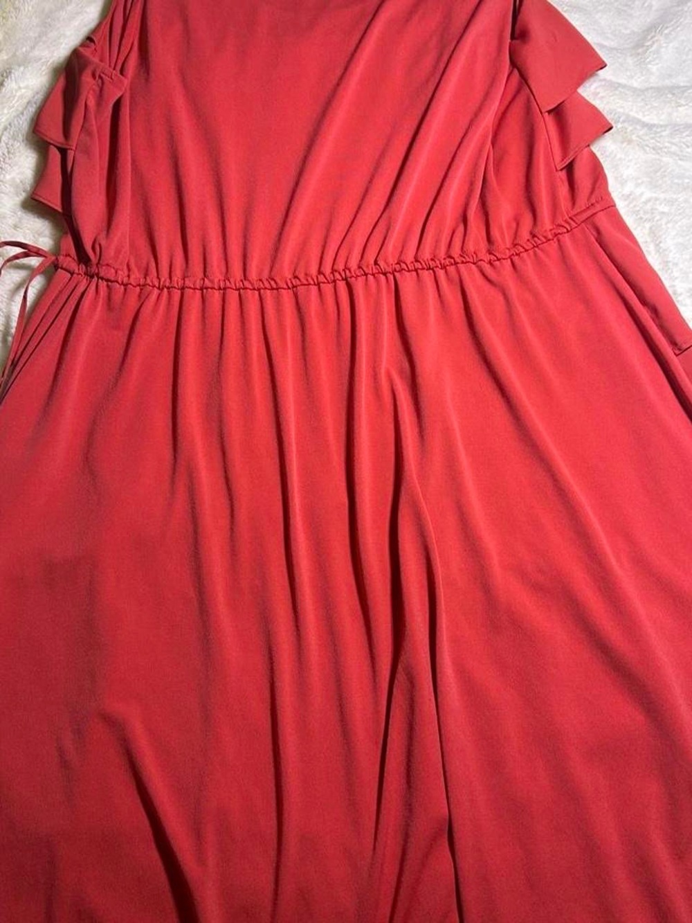 Apt. 9 Coral-Red Midi Dress with Ruffle Sleeves
